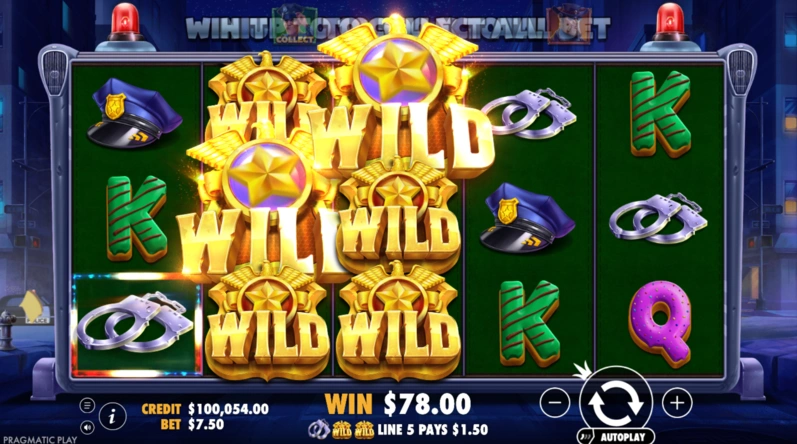 Cash Patrol gameplay with money symbols and collect feature active